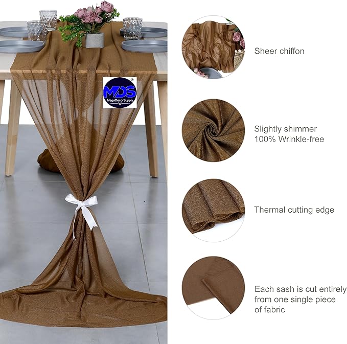MDS 2 Pack 14ft Chiffon Table Runner 29 x 170 Inches Sheer Wedding Runner - Image 6