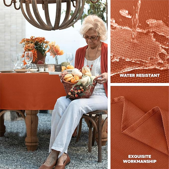 Biscaynebay 2 Pack Fall Table Cloth Rectangle 52x70 Inch, Rust Thanksgiving - Image 2