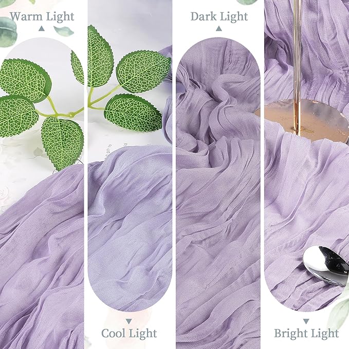 6 Pack Purple Cheesecloth Table Runner 10FT Long Boho Gauze Table Runner Rustic - Image 5