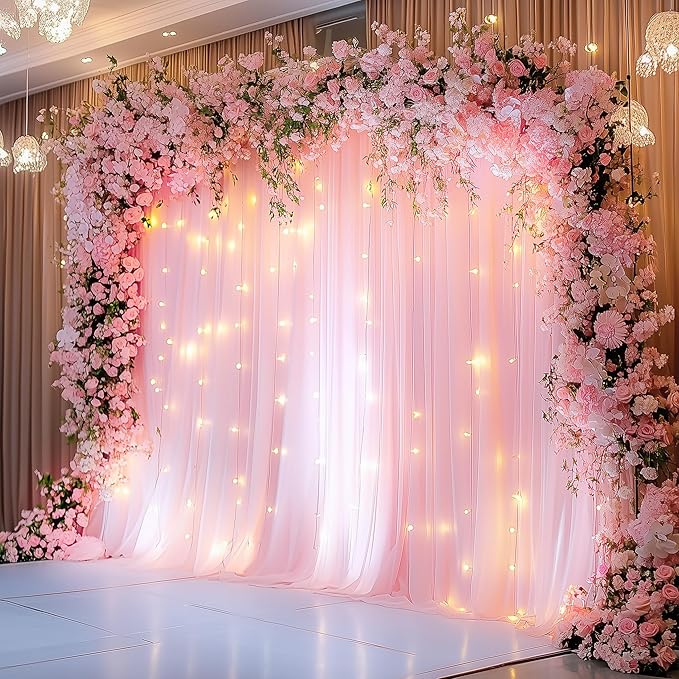 Fomcet Pink Tulle Backdrop Curtains - Image 7