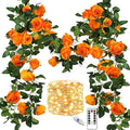 FiveSeasonStuff 29 Ft 4 Pack Mandarin Orange Rose Silk Flower Garland by FiveSeasonStuff