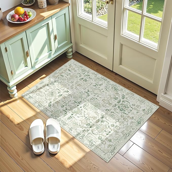 Green Small Area Rug 2x3 Throw Rug by Deerly