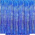 5 Pack Blue Fringe Foil Curtains 3.2ft x 8.2ft Tinsel Backdrop Streamers by Ohiyoo