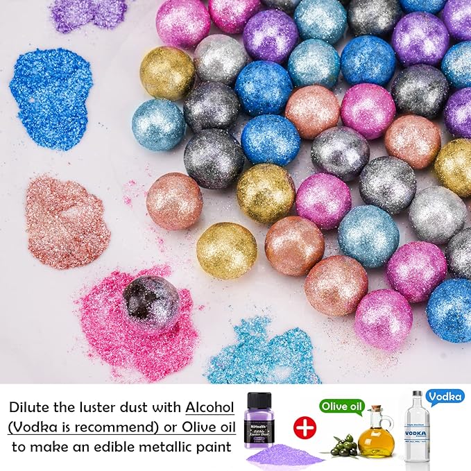 NiHome Edible Food-Grade Glitter Powder Glimmer Luster Dust Metallic Fancy Food - Image 4