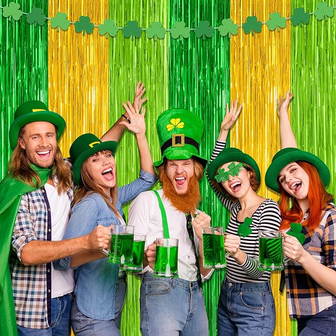 2 Pack St Patrick Party Decorations, 3.28 FT x 7.05 FT Green Gold Light Green - Image 6