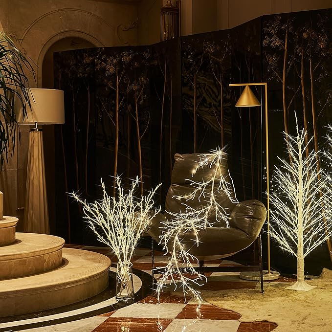 BAOLITVINE Lighted White Twig Branches 32IN 200 Warm White Fairy Lights - Image 4