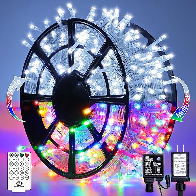 JMEXSUSS 500 LED Color Changing String Lights, 163FT White & Multicolor by JMEXSUSS