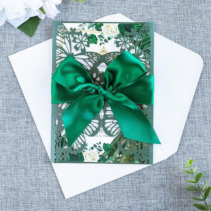 20 PCS 5.12x7.2 Butterfly Personalized Quinceanera Invitation, Customized XV - Image 6