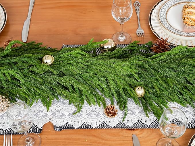15FT Extra Full Christmas Garland Norfolk Pine Garland Realistic Artificial - Image 8