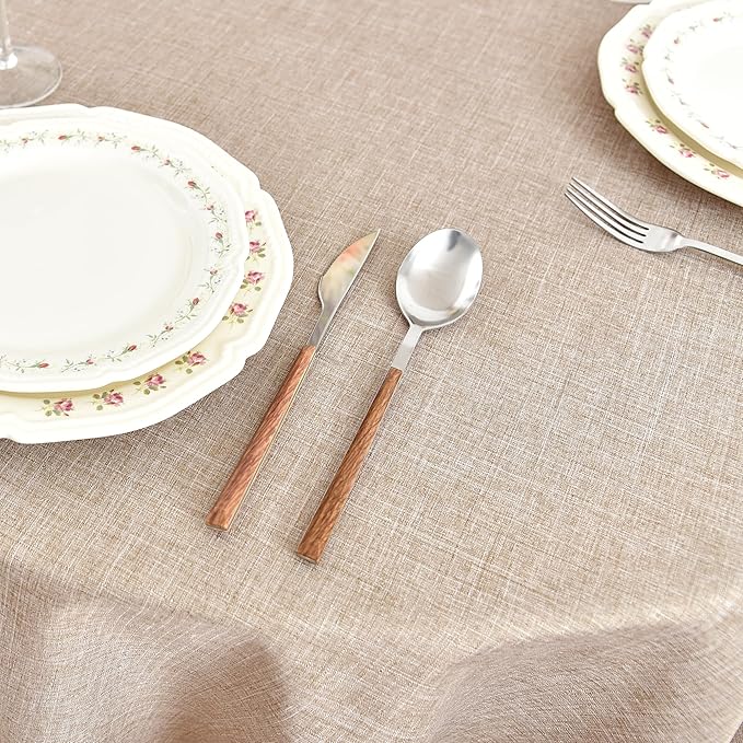 Fitable Faux Linen Round Tablecloths 90 Inch, 6 Pack - Image 8