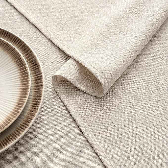 MIULEE Grayish White Linen Tablecloth 60x104 Inch Rectangle Table Cloth - Image 3
