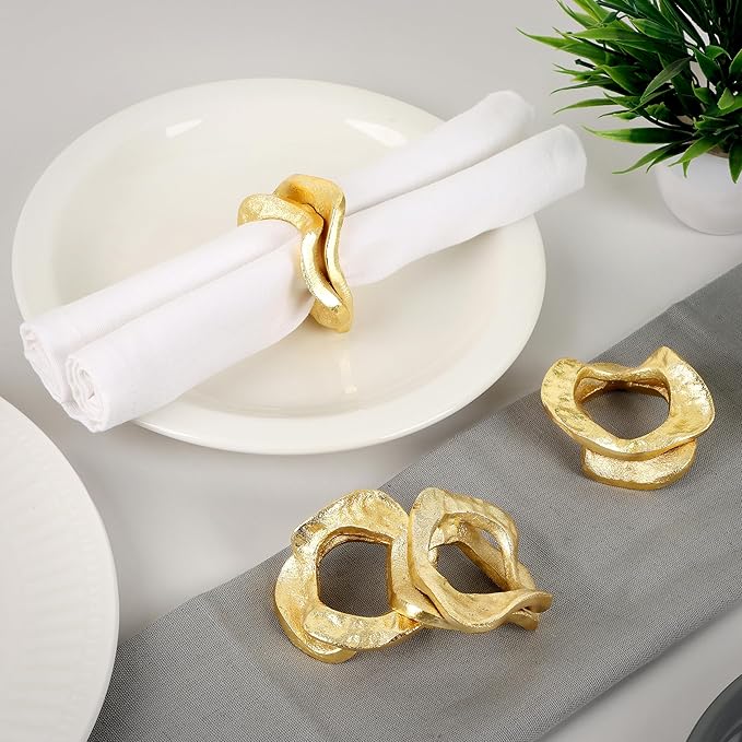 Golden Napkin Rings Set of 8 - Image 2