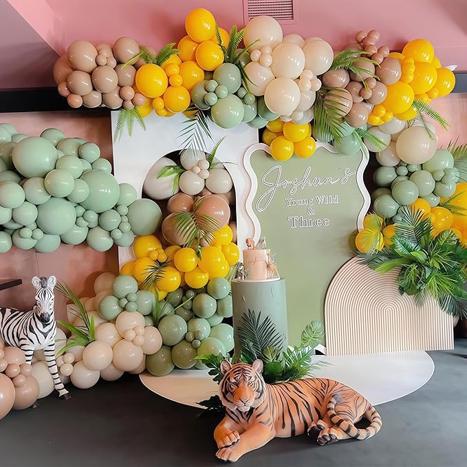 Green and Yellow Balloon Arch Kit 111Pcs Sage Green Mustard Yellow Balloons - Image 4