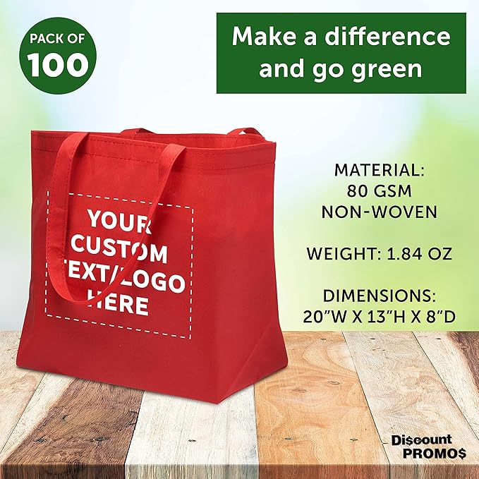 DISCOUNT PROMOS Custom Southern Style Grocery Tote Bags Set of 100 - Image 4