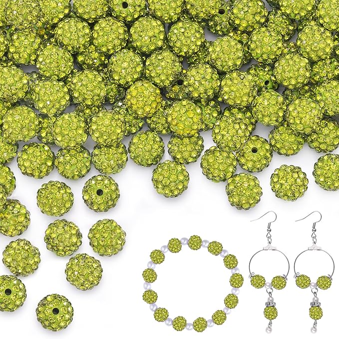 200pcs 10mm Olivine Rhinestone Beads by TINKRSTUFF