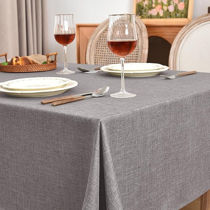 Fitable Linen Textured Square Tablecloths 2 Pack, Washable Fabric Table Clothes - Image 2