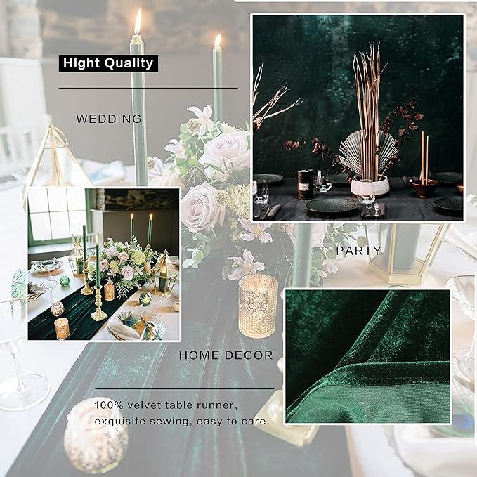 Velvet Table Runner, 10ft Luxurious Wedding Reception Decorations Soft Velvet - Image 4