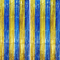 2 Pack Blue Gold Foil Fringe Backdrop Curtains, Graduation Tinsel Streamers by Voircoloria