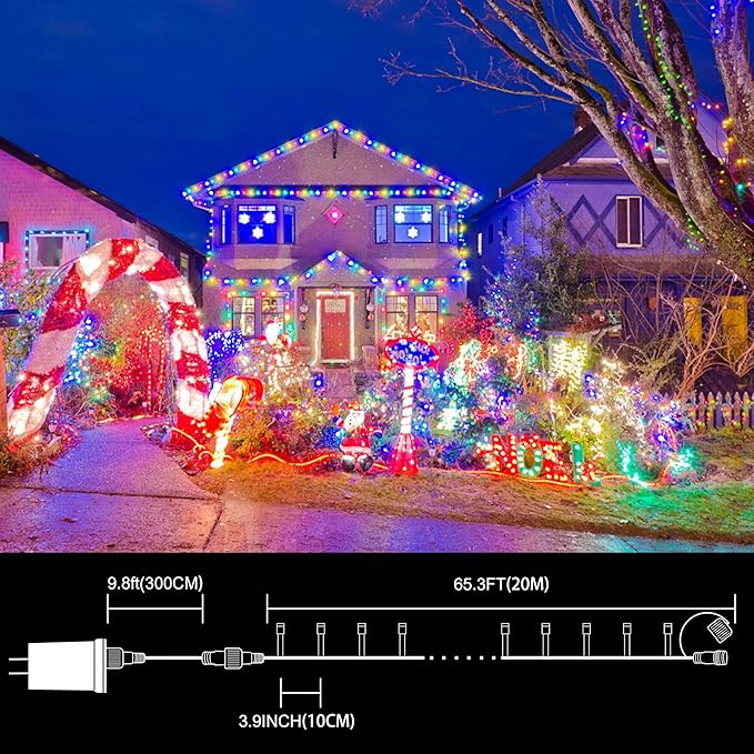 LAMPHOME Colorful String Lights, 66 ft 200 LED Pastel Easter Lights 11 Modes - Image 6