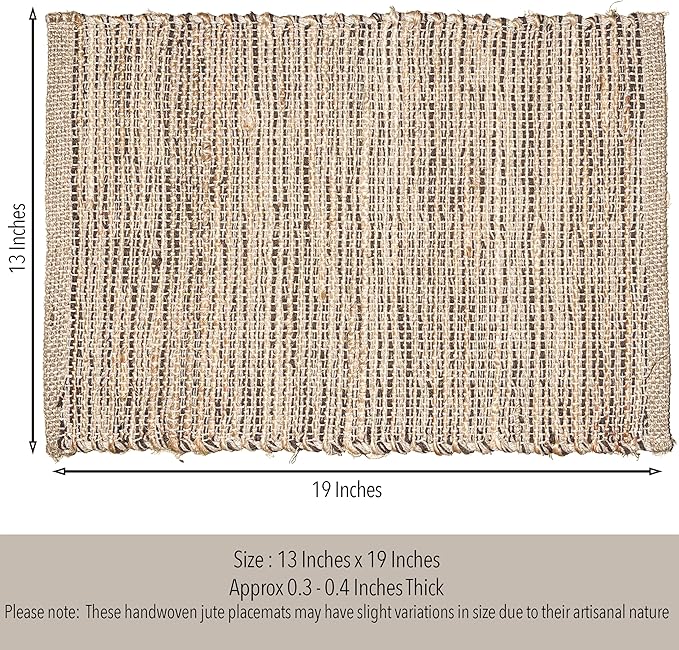 Chardin Home Natural Jute & Brown Placemats, 13x19 Inch Dining Table Placemats - Image 4