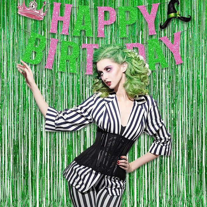 Green Tinsel Curtain Party Backdrop - Image 6