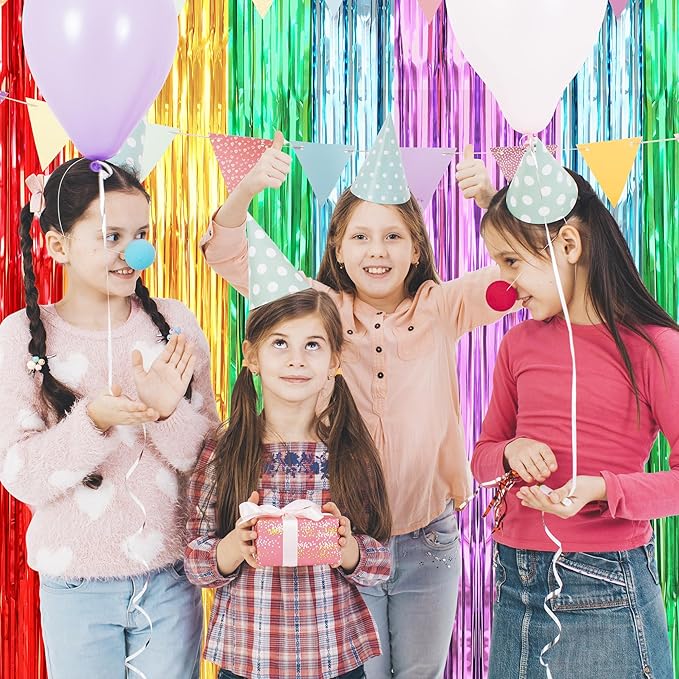 Crosize 2 Pack 3.3 x 8.2 ft Rainbow Foil Fringe Curtains Party Decorations - Image 4