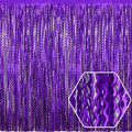4 Pack Purple Wave Foil Fringe Curtain Backdrop, 3.28Ft x 8.2Ft Metallic Tinsel by Ferwzsr