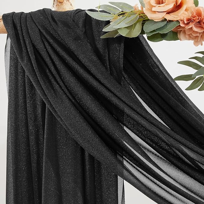 Black Wedding Arch Draping Fabric 3 Panels 30'' x 20FT Black Drapes Sheer - Image 2