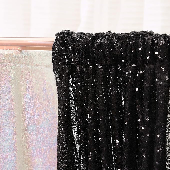 Poise3EHome Black Sequin Backdrop Curtains, 4 Panels 2FTx8FT Glitter Background - Image 5