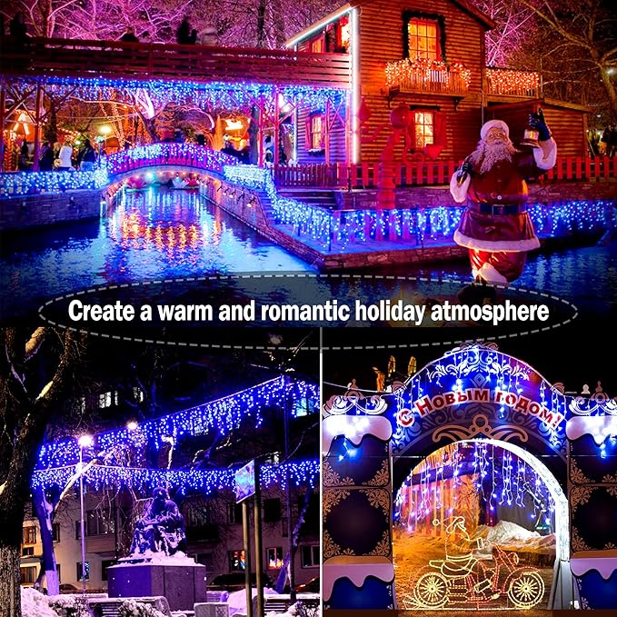 KNONEW Christmas Lights Outdoor Decorations 400 LED 33ft 8 Modes Curtain String - Image 8