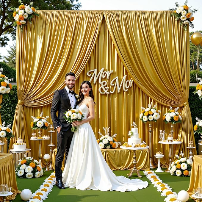 Dark Gold Glitter Backdrop Curtain - Image 5