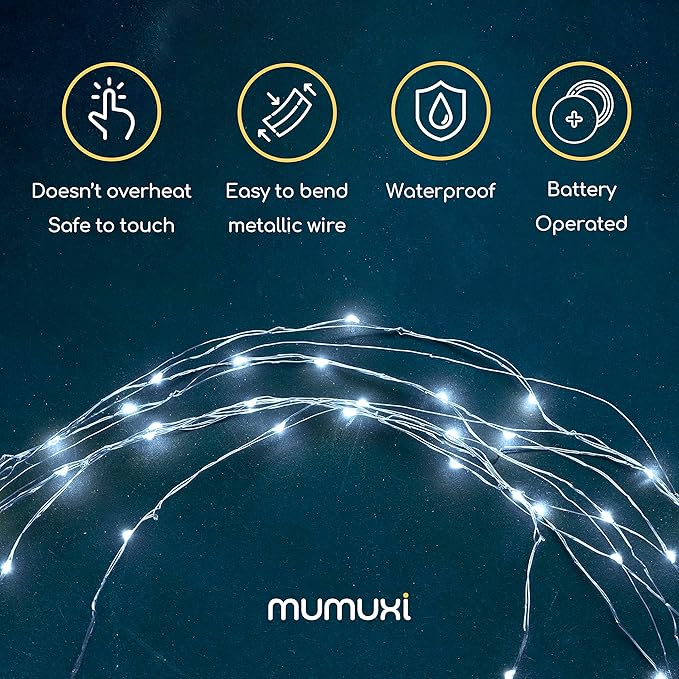 MUMUXI 20 Pack 3.3ft Fairy Lights Battery Operated String Lights, Mini White - Image 3