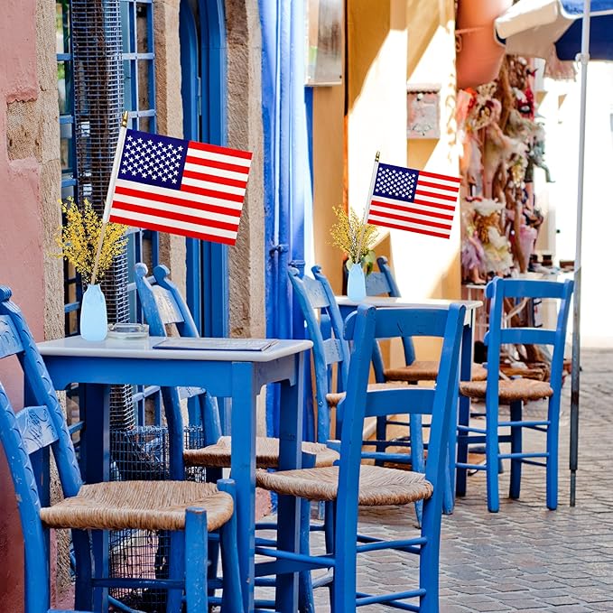 WEITBF 12Pcs 8×12 Inch Small American Flags on Stick Mini USA Flags US Handheld - Image 4