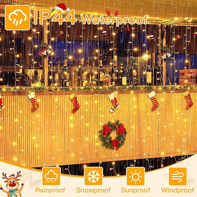 Ollny Curtain Lights 6.6x6.6ft, 200 LED String Lights - Image 5