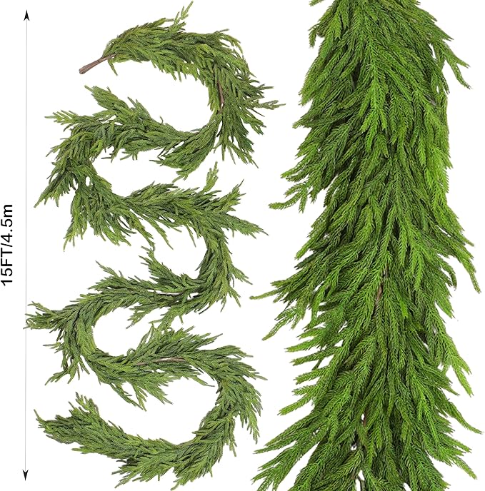 15FT Extra Full Christmas Garland Norfolk Pine Garland Realistic Artificial - Image 3