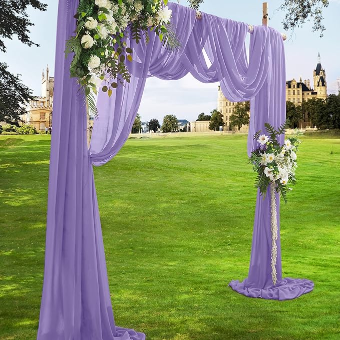 VACVELT Wedding Arch Draping Fabric, Lilac Chiffon, 1 Panel Sheer Drapes - Image 2