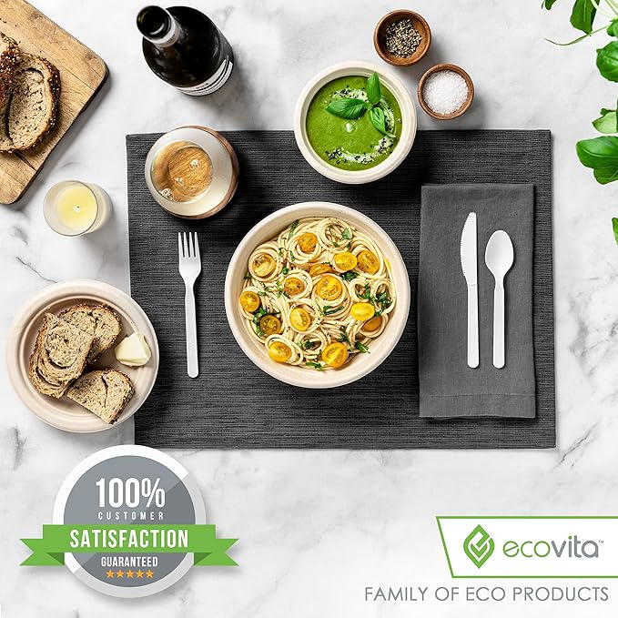 Ecovita 100% Compostable Paper Bowls – 150 Disposable Bowls Eco Friendly Sturdy - Image 8