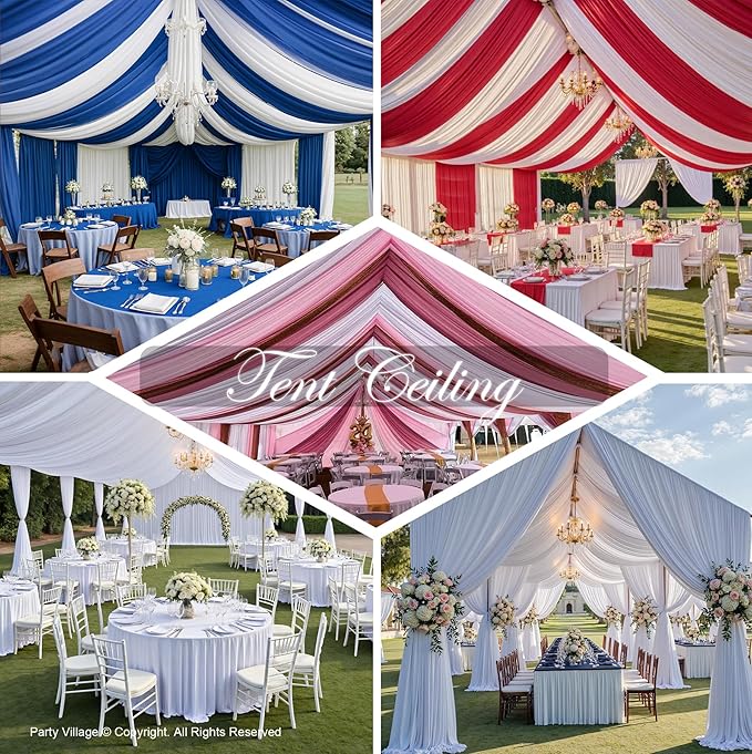 PartyVillage 10 Panels 5ftx30ft White Ceiling Drapes - Image 5
