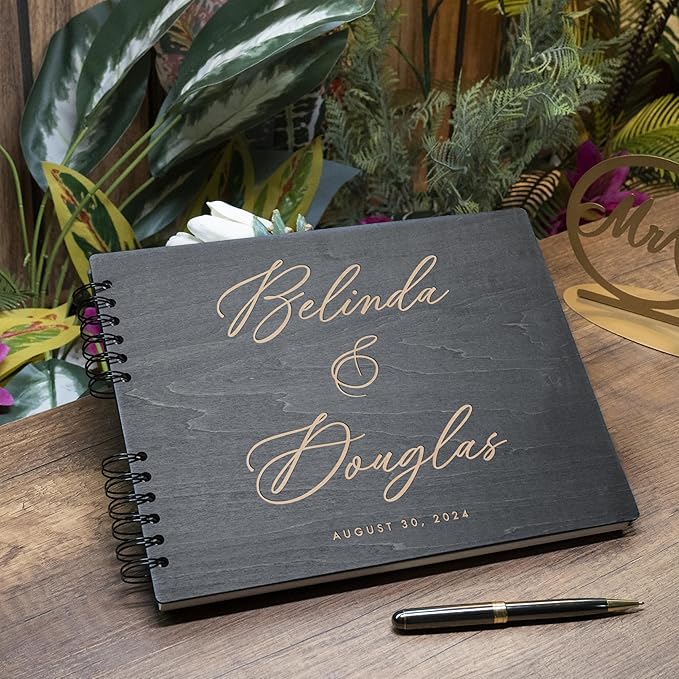 Personalized Wood Wedding Guest Book - Image 6