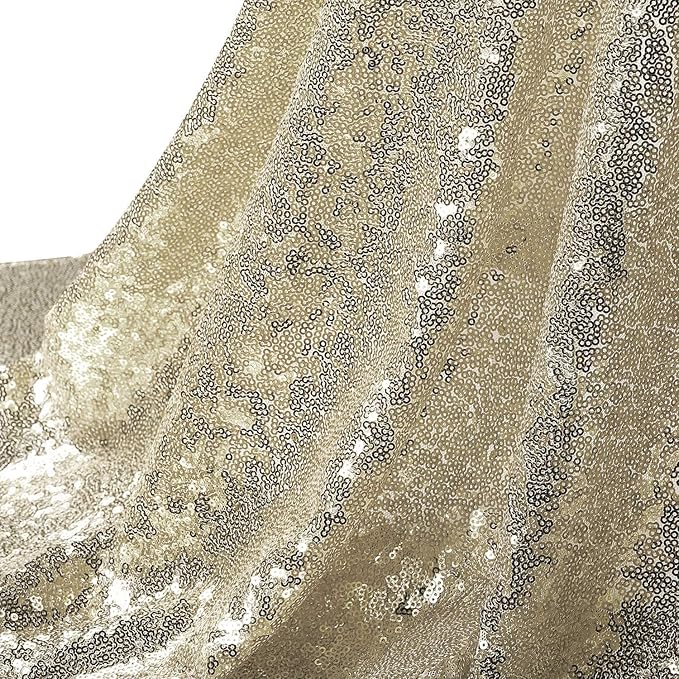 Champagne Sequin Backdrop 8FTx8FT 1 Panel Sparkle Metal Backdrop Curtain - Image 2