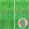CANREVEL 2 Pack 3.3x8.2 Feet Laser Green Foil Fringe Backdrop Curtains by CANREVEL