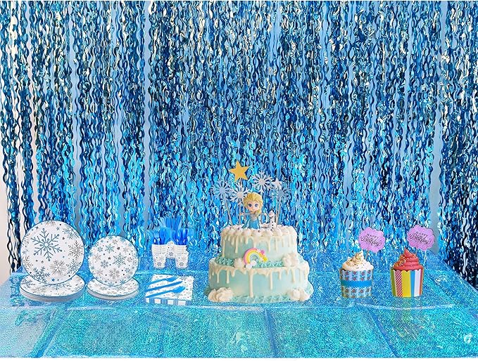 Wavy Blue Streamers Party Backdrop - Image 7