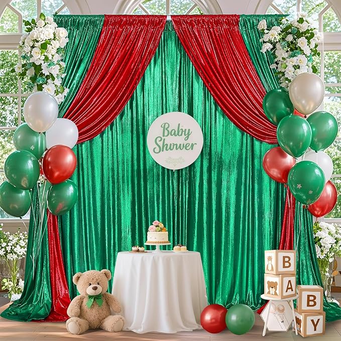 Emerald Green Backdrop Party Decorations: Backdrop Drapes Curtains 4.8FTx8FT - Image 3