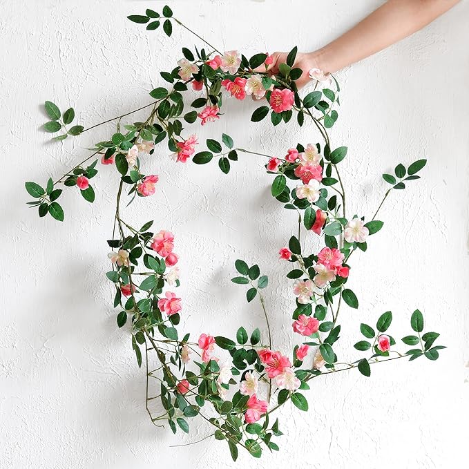 FiveSeasonStuff Bendable Posh Pink Flower Garlands, Artificial Silk Wild Roses - Image 5