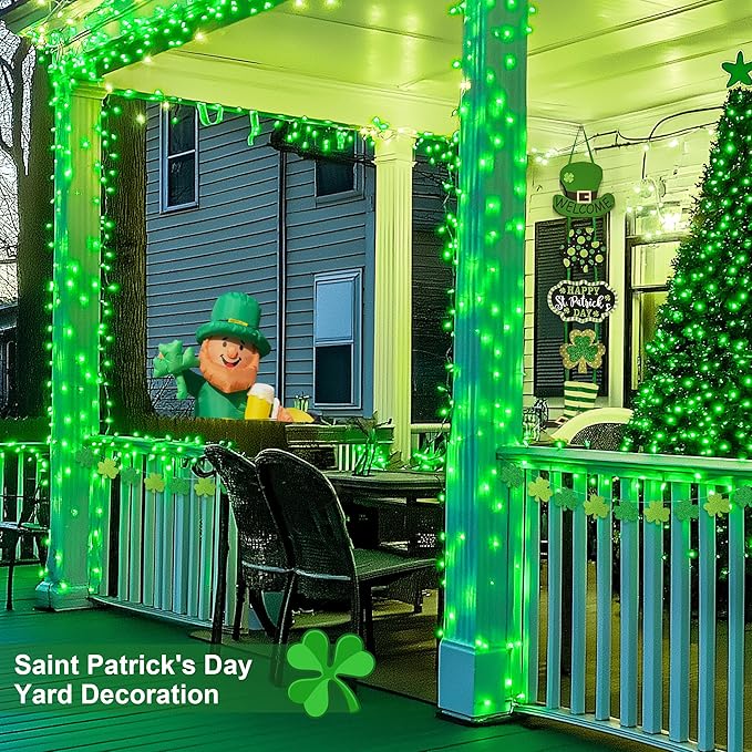 JMEXSUSS 500 LED Green Christmas String Lights Indoor Outdoor, 8 Modes 163 FT - Image 2