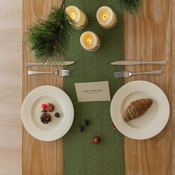 Boho Sage Green Table Runner for Home Decor 12x72 Inches Farmhouse Macrame - Image 4