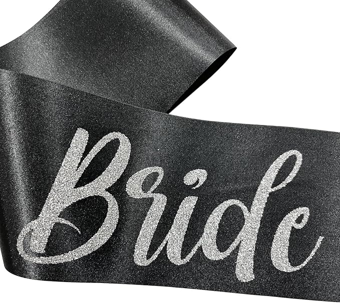 Silver and Black Bride Sash, Bride Sash Bachelorette Party Bridal Shower Sashes - Image 4
