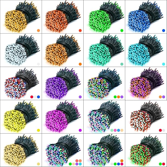 35 Colors Changing Christmas Lights, 98FT 300 LED String Lights Green Wire - Image 3
