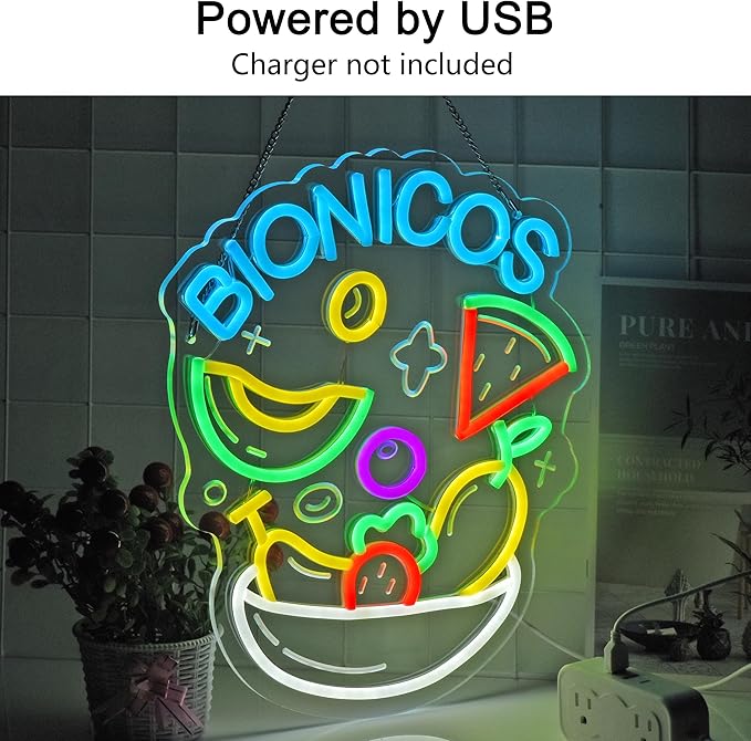 CNBEYOUNG Bionicos Neon Sign, Neon Lights Hanging Wall Art Decoration - Image 2