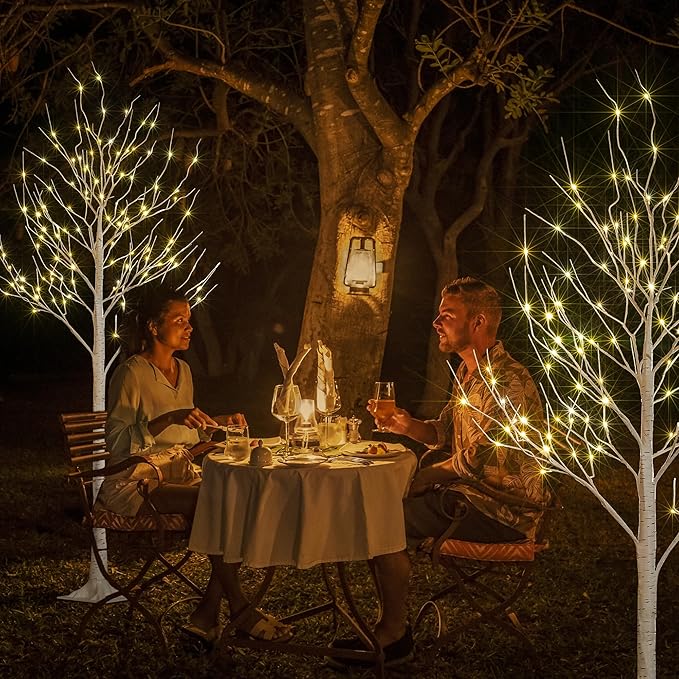 LIGHTSHARE 8 Feet 132L LED Birch Tree Lights, Warm White, - Image 2